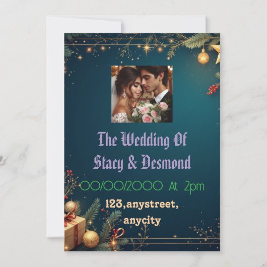 エレガントウェディング招待状カードビューティフルカップル 招待状 (正面)