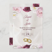 エレガントウェディング招待状クラシック- Romantic 招待状 (正面/裏面)