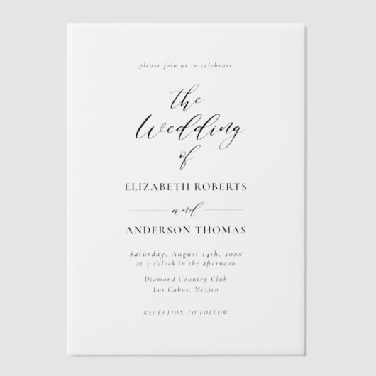 エレガントウェディング招待状シーオーバレイヴエルム ベラム紙招待状 (正面)