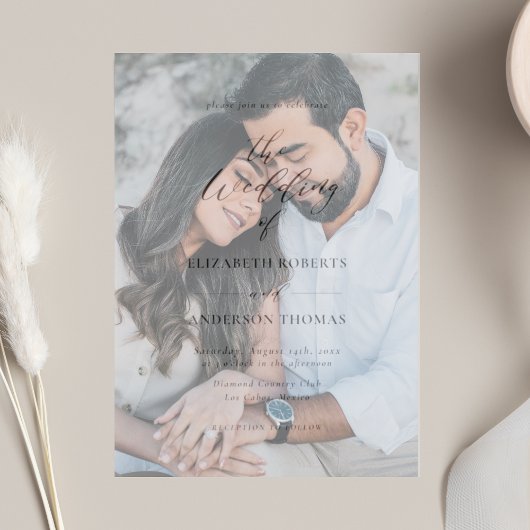 エレガントウェディング招待状シーオーバレイヴエルム ベラム紙招待状