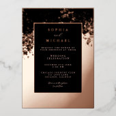 エレガントウェディング招待状テンプレートフォトブラック 箔シーズンカード (正面)