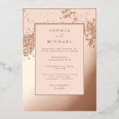 エレガントウェディング招待状テンプレートフォト赤面 箔シーズンカード (正面)