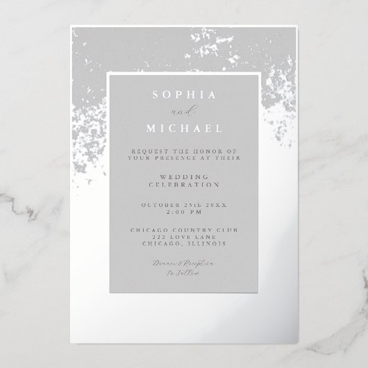 エレガントウェディング招待状テンプレート写真ミニマル 箔シーズンカード (正面)