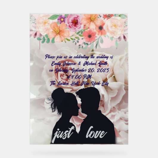 エレガントウェディング招待状テンプレート アクリルサイン (正面)