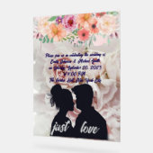 エレガントウェディング招待状テンプレート アクリルサイン (傾斜)