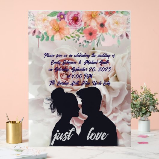 エレガントウェディング招待状テンプレート アクリルサイン (ウェディング)