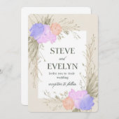 エレガントウェディング招待状デザインとフローラ 招待状 (正面/裏面)