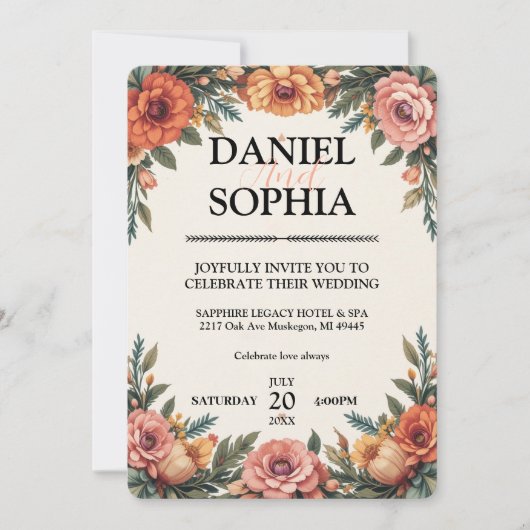 エレガントウェディング招待状デザイン 招待状 (正面)