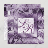 エレガントウェディング招待状フローラパープルシルバー 招待状 (正面/裏面)