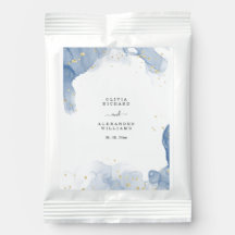 エレガントウェディング招待状ブルーと金ゴールド ミニマル