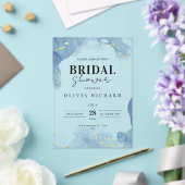 エレガントウェディング招待状ブルーと金ゴールド ミニマル アクリル招待状 (インサイチュ (ウェディング))