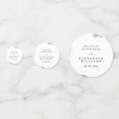 エレガントウェディング招待状ブルーと金ゴールド ミニマル コンフェッティ (裏面)