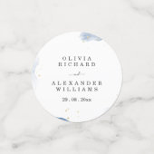 エレガントウェディング招待状ブルーと金ゴールド ミニマル コンフェッティ (スモール正面)