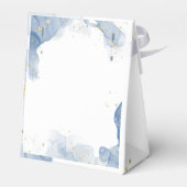 エレガントウェディング招待状ブルーと金ゴールド ミニマル フェイバーボックス (裏面サイド)