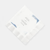 エレガントウェディング招待状ブルーと金ゴールド ミニマル 縁ありランチョンナプキン (角)