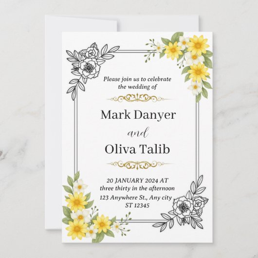 エレガントウェディング招待状モダン- & Romantic 招待状 (正面)