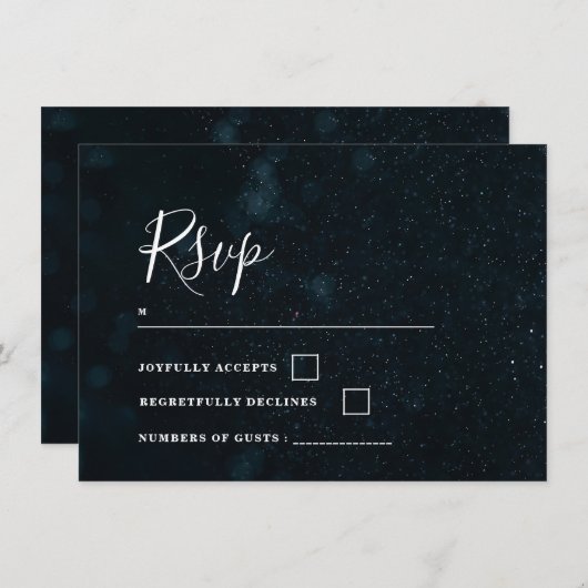エレガントウェディング招待状星空の夜Rsvpカード (正面/裏面)