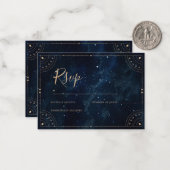 エレガントウェディング招待状星空の夜Rsvpカード ノートカード (正面/裏面インサイチュ)