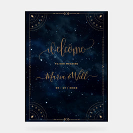 エレガントウェディング招待状星空結婚の夜 アクリルサイン