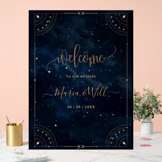 エレガントウェディング招待状星空結婚の夜 アクリルサイン (ウェディング)