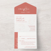 エレガントウェディング招待状、コーラルオールインワン オールインワン招待状 (内側)