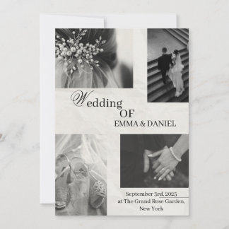 エレガントウェディング招待状 – ブラック&ホワイト 招待状