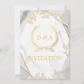エレガントウェディング招待状、大理石、金ゴールド 招待状 (裏面)