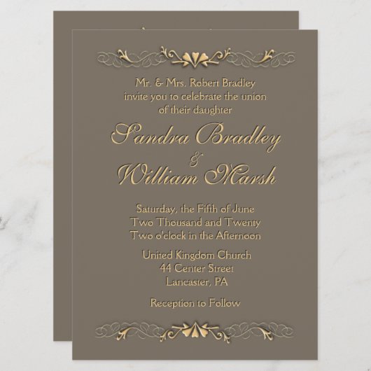 エレガントウェディング招待状 招待状 (正面/裏面)