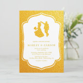 エレガントウェディング招待状-金ゴールドグリッター 招待状 (スタンド正面)