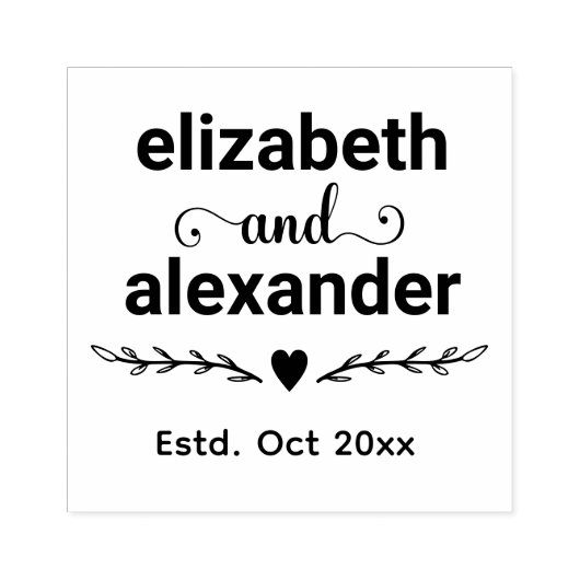 エレガントウェディング新郎新婦タイポグラフィモノグラム ラバースタンプ (インプリント)