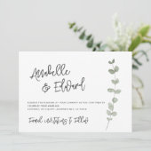 エレガントウェディング日付eucalyptus写真を保存 招待状 (スタンド正面)