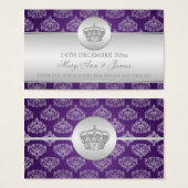 エレガントウェディング王室のメッセージカードクラウンパープル (正面&裏面)