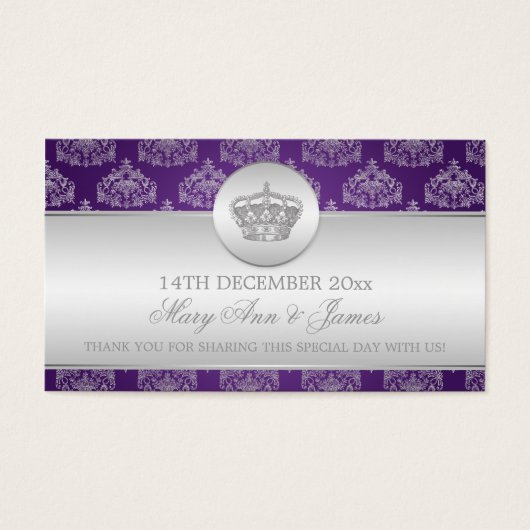 エレガントウェディング王室のメッセージカードクラウンパープル (正面)