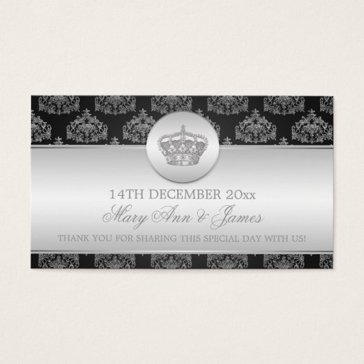 エレガントウェディング王室のメッセージカードクラウンブラック (正面)