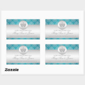 エレガントウェディング王室のメッセージカードクラウンブルー 長方形シール (シート)