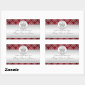 エレガントウェディング王室のメッセージカードクラウンレッド 長方形シール (シート)