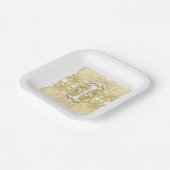 エレガントウェディング紙プレートと金ゴールドフローラデコ ペーパープレート (傾斜あり)