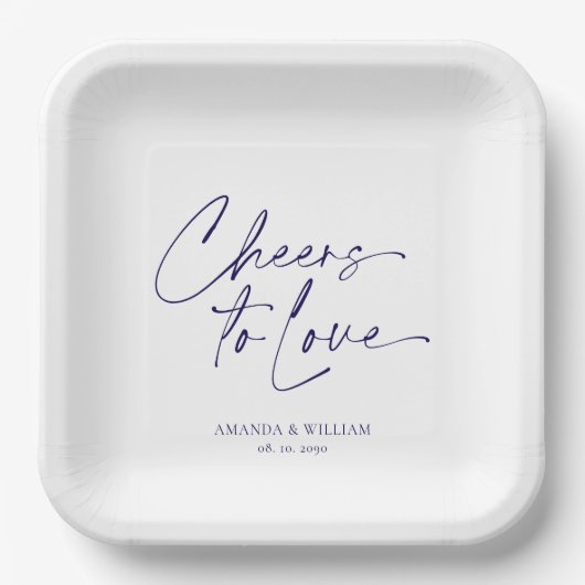 エレガントウェディング紙プレート – 愛する応援 ペーパープレート (正面)