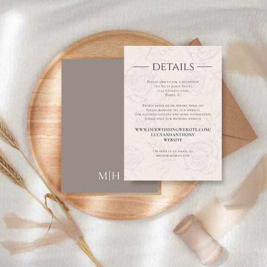 エレガントウェディング詳細赤面フローラ緑 エンクロージャーカード