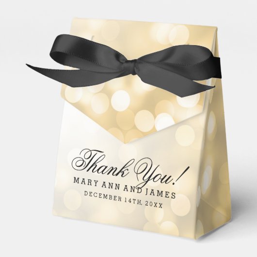 エレガントウェディング金ゴールドグリッターライト フェイバーボックス (正面サイド)