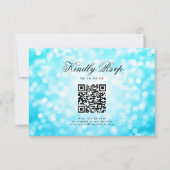 エレガントウェディングQR RSVP《写真》ぼけ味ライトターコイズ 出欠カード (正面)