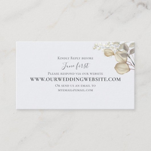 エレガントウェディングRSVPオンラインライトブルーフローラ エンクロージャーカード (正面)