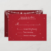 エレガントウェディングRSVPチきらめくェーンレッド 出欠カード (正面/裏面)