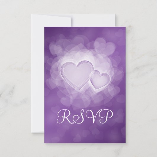 エレガントウェディングRSVPモダンハート紫 出欠カード (裏面)