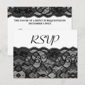 エレガントウェディングRSVPヴィンテージブラックレース インビテーションポストカード (正面/裏面)