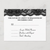 エレガントウェディングRSVPヴィンテージブラックレース インビテーションポストカード (裏面)