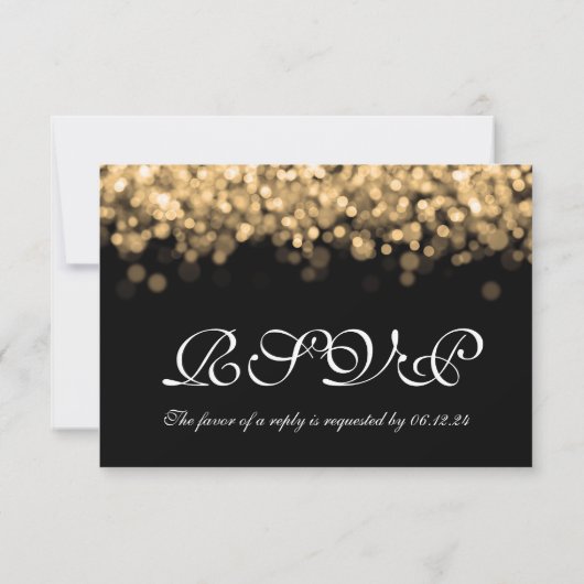 エレガントウェディングRSVP金ゴールドライトカスタム 出欠カード (裏面)