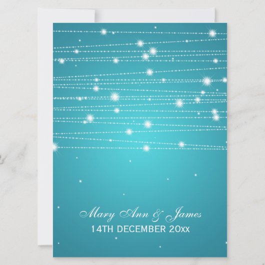 エレガントウエディきらめくングラインズターコイズ 招待状 (裏面)