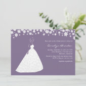 エレガントウエディングガウンフラワーズブライダルシャワー招待状 招待状 (スタンド正面)