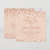 エレガントウエディングバラ金ゴールドグリッター紙吹雪赤面 招待状 (正面/裏面)